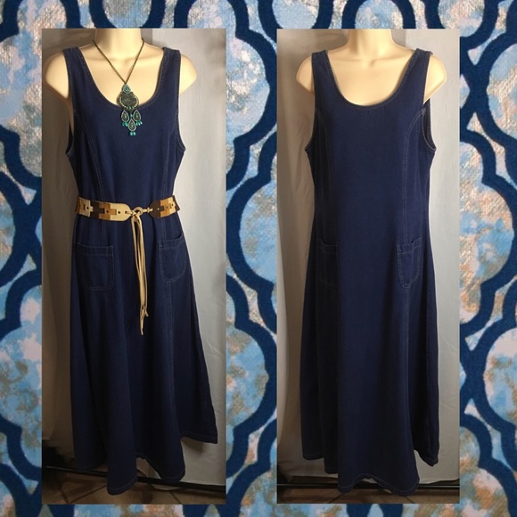 No Brand Dresses & Skirts - Maxi denim dress in mid-dark blue wash